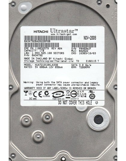 0A34792 Hitachi Ultrastar A7K1000 1TB SATA Enterprise Hard Drive