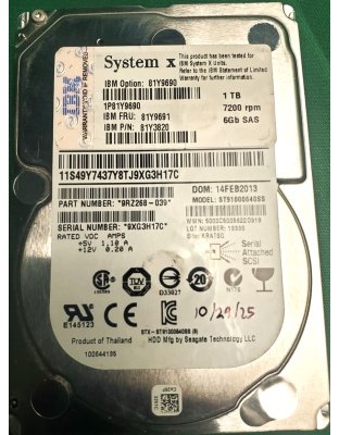 9RZ268-039 IBM 1TB 7.2K SAS SFF Hard Drive