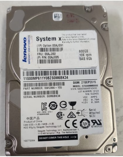 00AJ092 IBM 600GB 10K SAS 2.5-inch Hard Drive