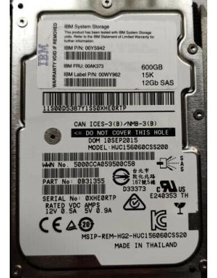 00AK373 IBM Storwize 600GB 15K SAS 2.5 HDD