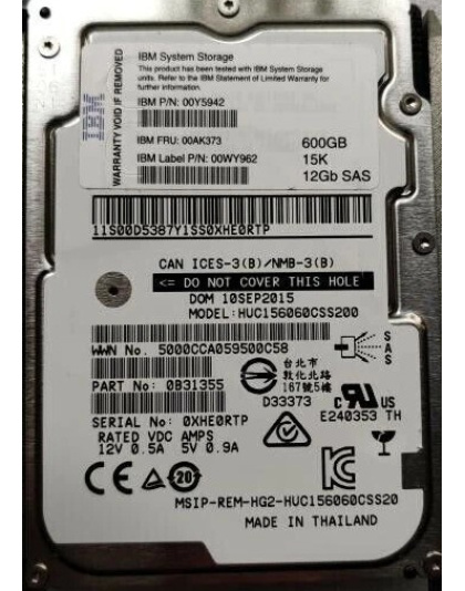 00AK373 IBM Storwize 600GB 15K SAS 2.5 HDD