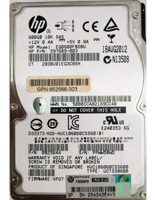 597609-003 HP 600GB 10K RPM 2.5" SAS Hard Drive