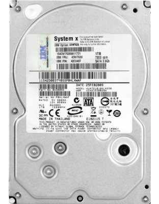 43W7629 IBM 1TB 7.2K RPM 3.5" SATA Hard Drive