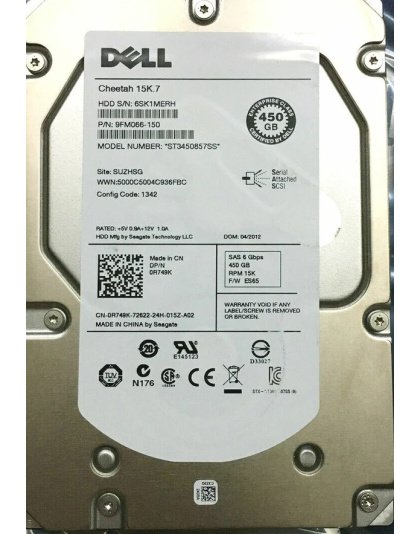 R749K Dell 450GB 15K RPM 3.5" SAS Hard Drive