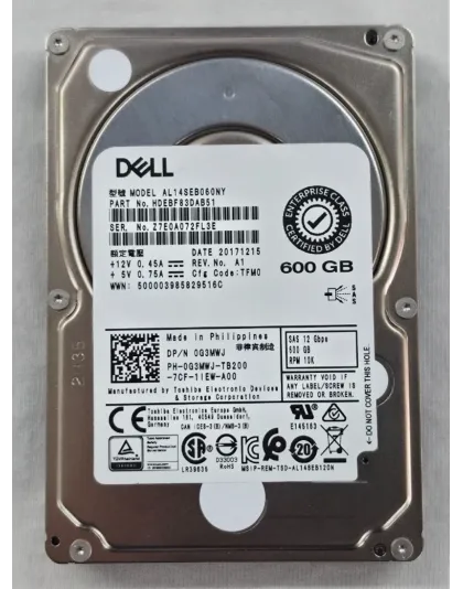 G3MWJ Dell 600GB 10K SAS 2.5 Inch HDD