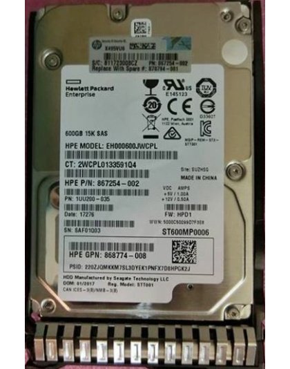 867254-002 HPE MSA / ProLiant 600GB 15K 2.5 SAS Drive