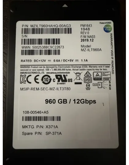 X371A-R6 NetApp 960GB 12Gb/s SAS 2.5" Enterprise SSD