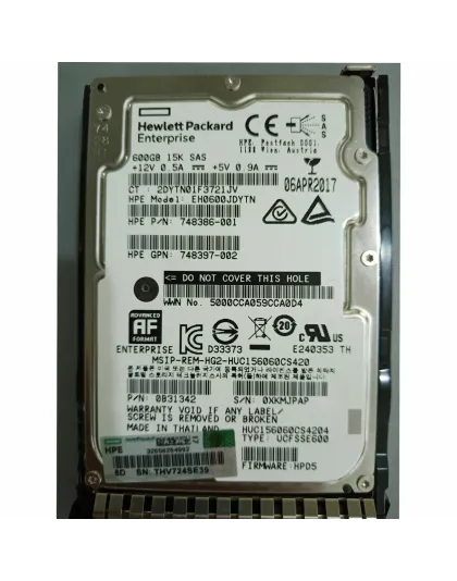 748386-003 HPE 600GB 15K 2.5 SAS Drive